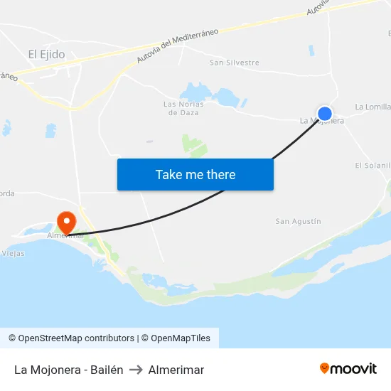 La Mojonera - Bailén to Almerimar map