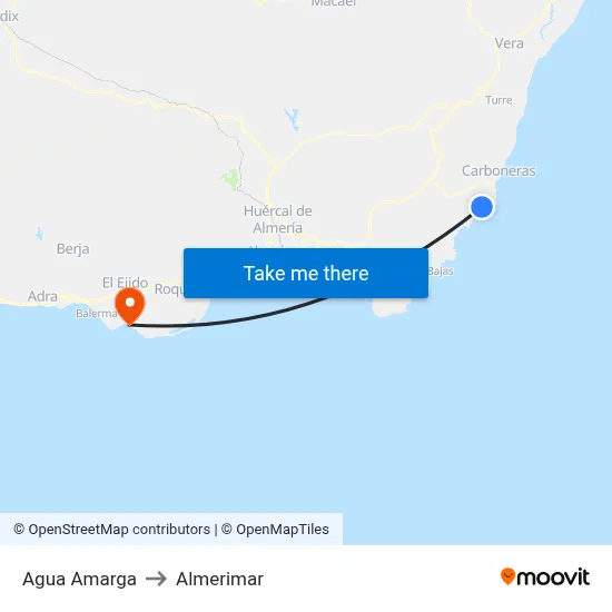 Agua Amarga to Almerimar map