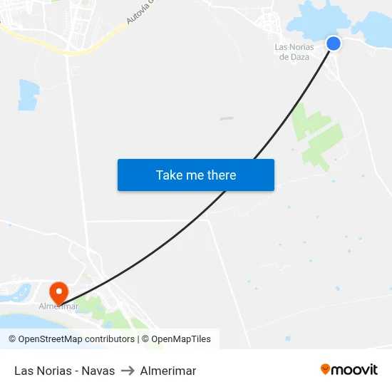 Las Norias - Navas to Almerimar map