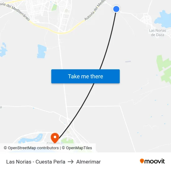 Las Norias - Cuesta Perla to Almerimar map