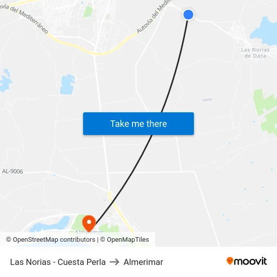 Las Norias - Cuesta Perla to Almerimar map