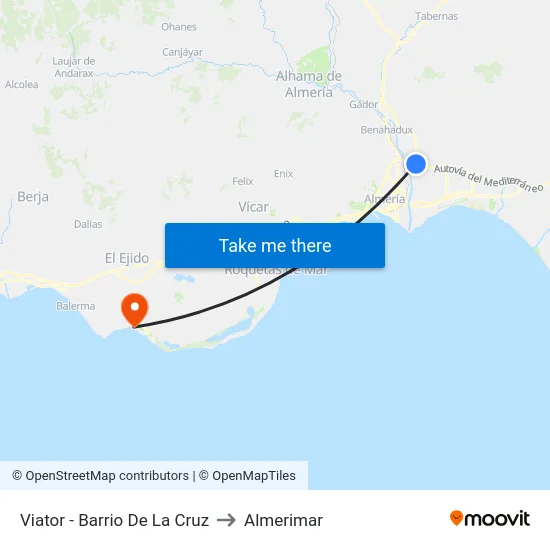 Viator - Barrio De La Cruz to Almerimar map