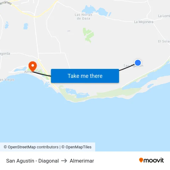 San Agustín - Diagonal to Almerimar map