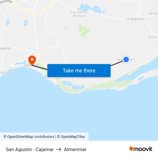 San Agustín - Cajamar to Almerimar map