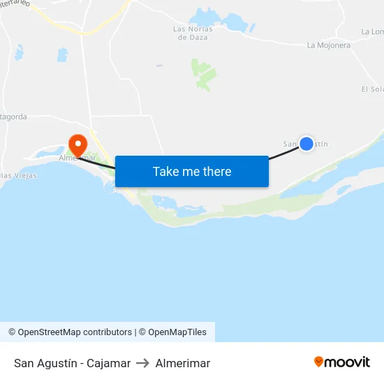 San Agustín - Cajamar to Almerimar map
