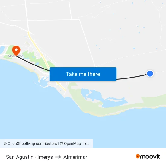 San Agustín - Imerys to Almerimar map