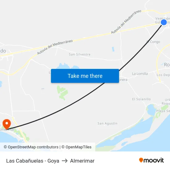 Las Cabañuelas - Goya to Almerimar map