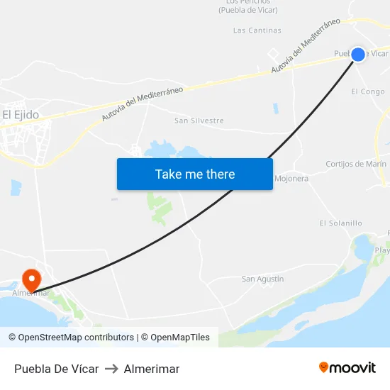 Puebla De Vícar to Almerimar map