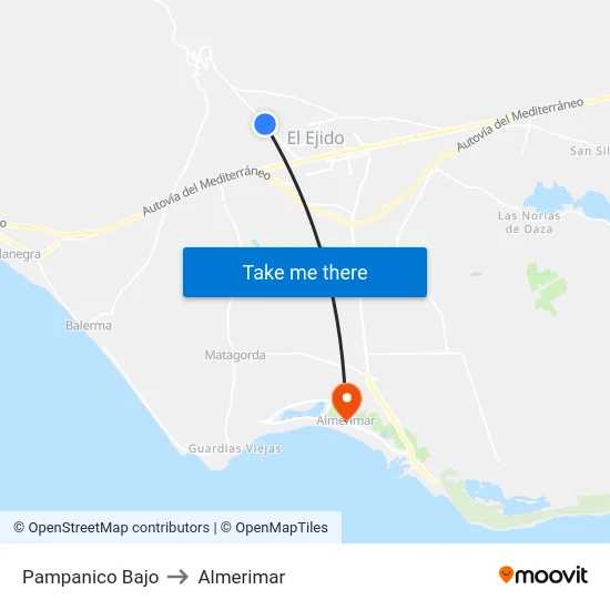 Pampanico Bajo to Almerimar map