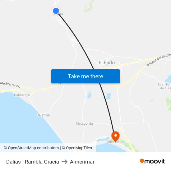 Dalías - Rambla Gracia to Almerimar map
