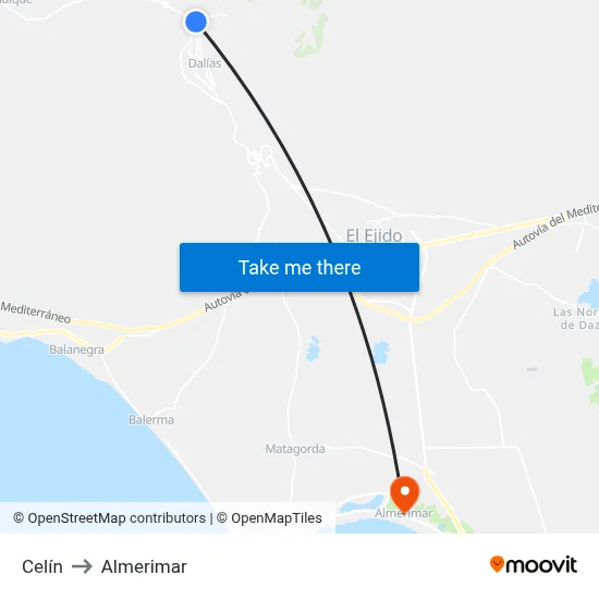 Celín to Almerimar map