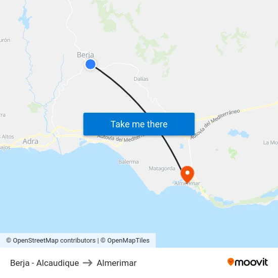 Berja - Alcaudique to Almerimar map