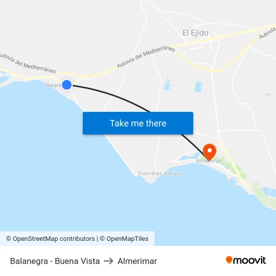 Balanegra - Buena Vista to Almerimar map
