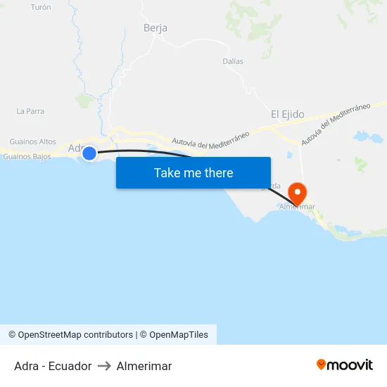 Adra - Ecuador to Almerimar map