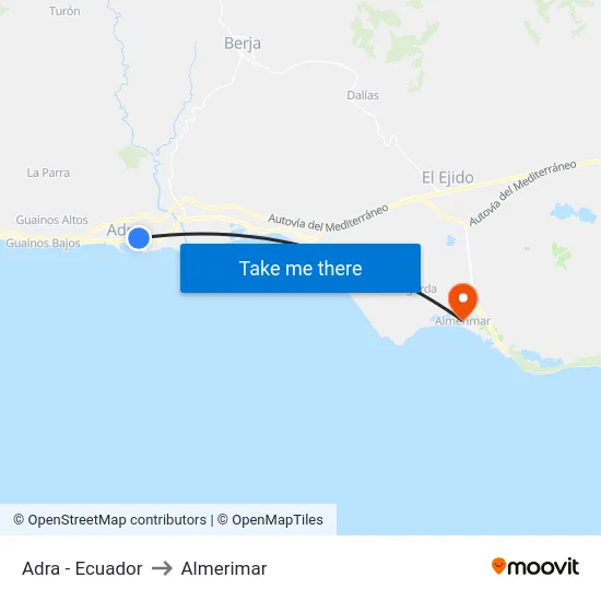 Adra - Ecuador to Almerimar map