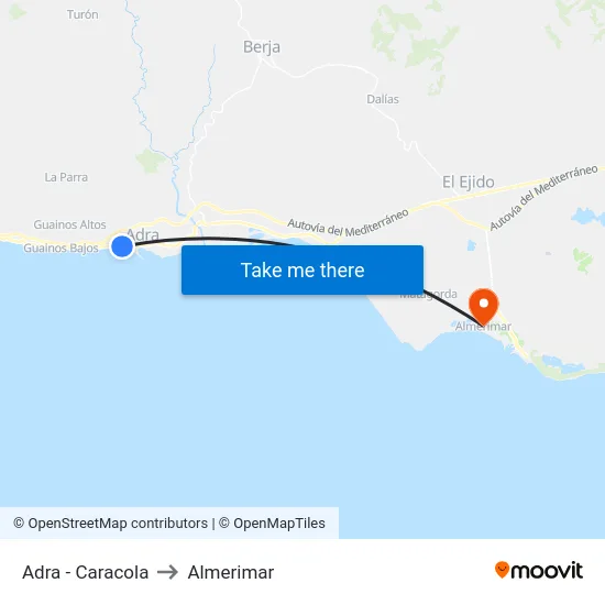 Adra - Caracola to Almerimar map