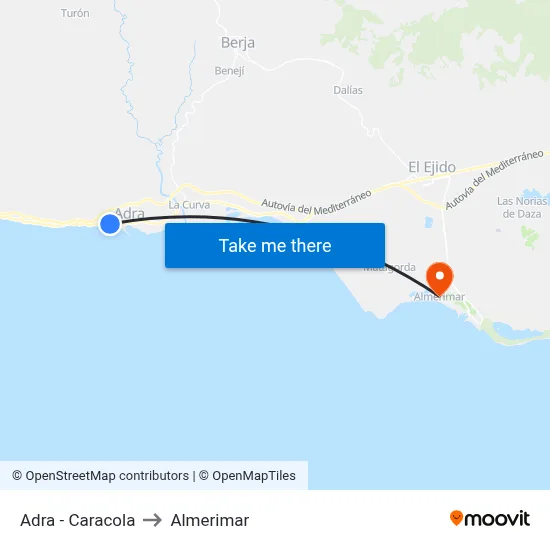 Adra - Caracola to Almerimar map