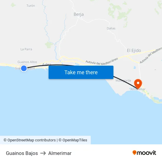 Guainos Bajos to Almerimar map