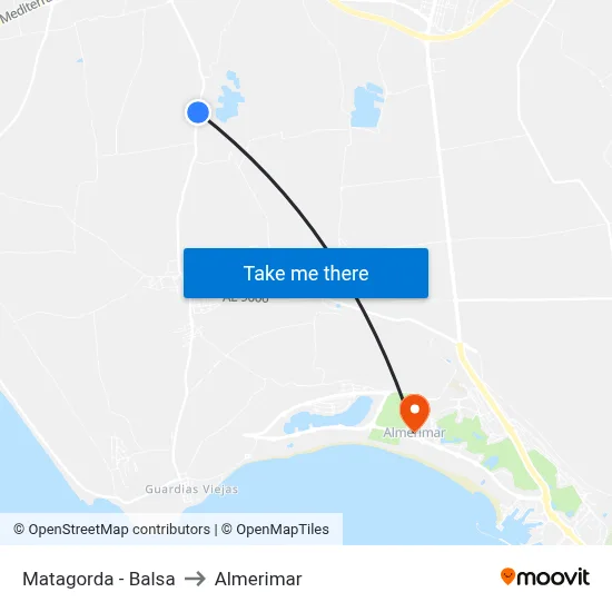 Matagorda - Balsa to Almerimar map