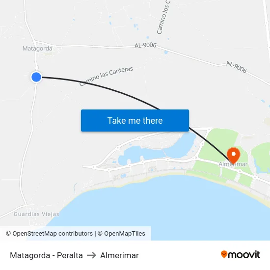 Matagorda - Peralta to Almerimar map