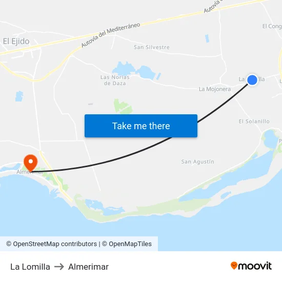 La Lomilla to Almerimar map