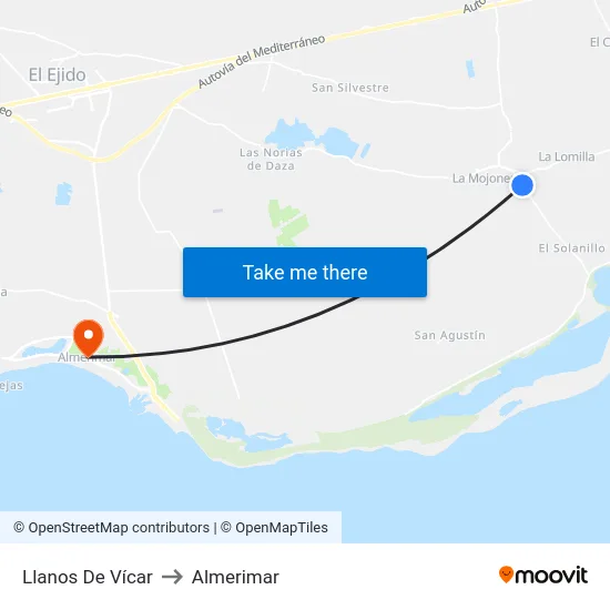 Llanos De Vícar to Almerimar map