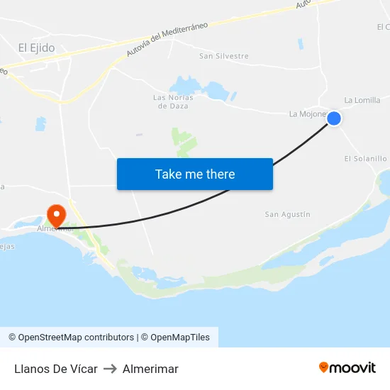 Llanos De Vícar to Almerimar map