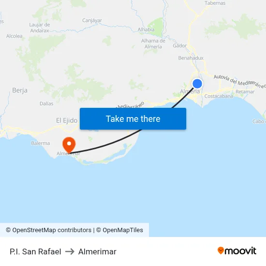 P.I. San Rafael to Almerimar map