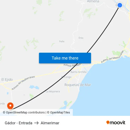 Gádor - Entrada to Almerimar map