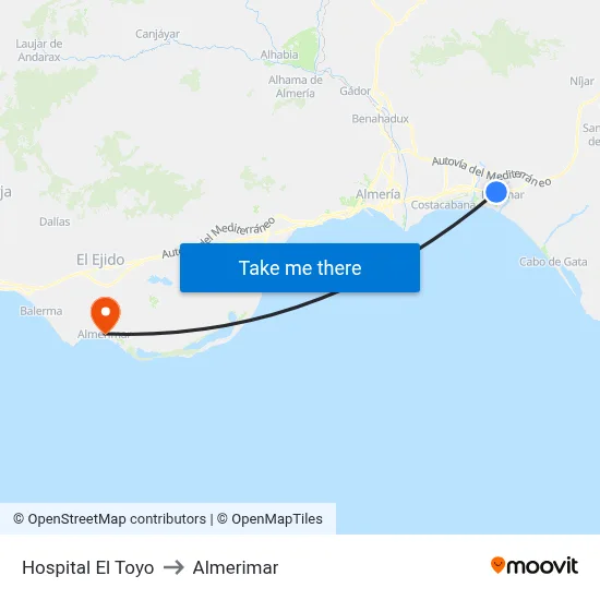 Hospital El Toyo to Almerimar map