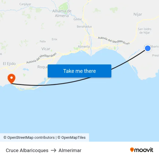 Cruce Albaricoques to Almerimar map