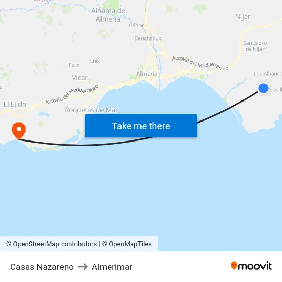 Casas Nazareno to Almerimar map