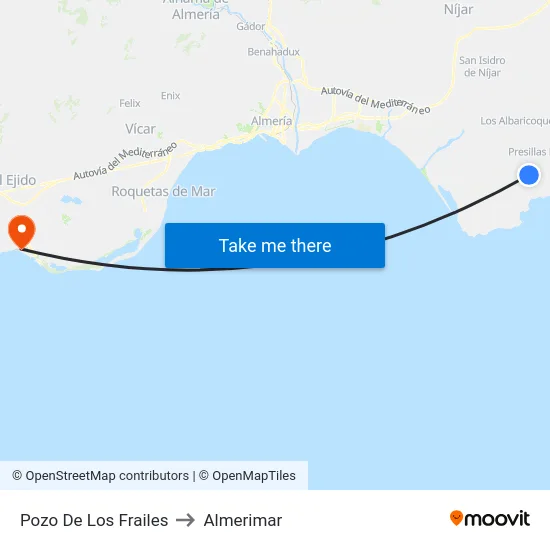 Pozo De Los Frailes to Almerimar map