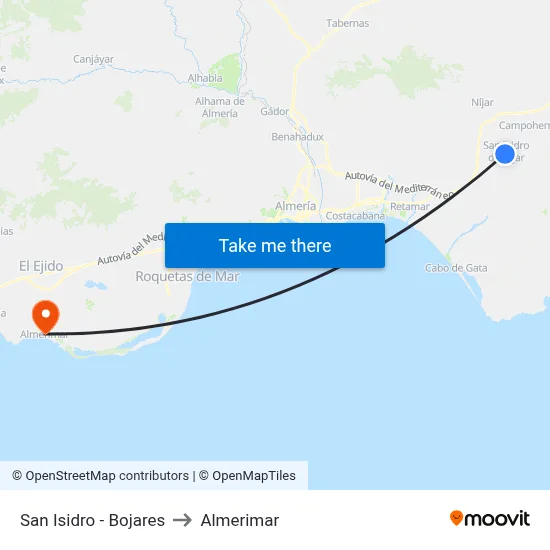 San Isidro - Bojares to Almerimar map