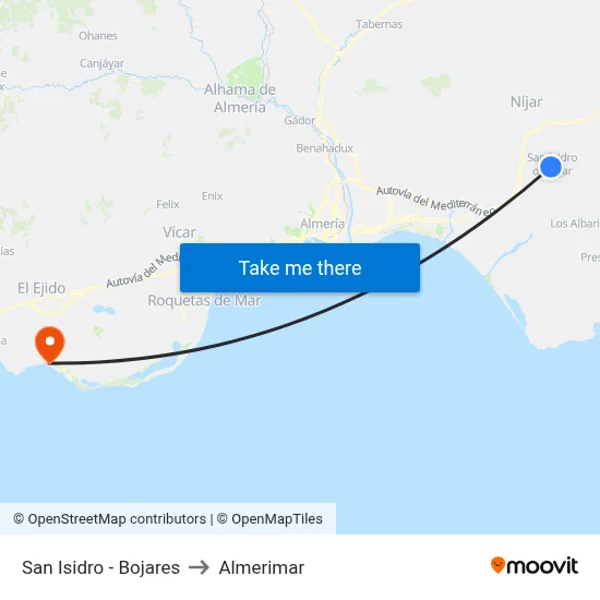 San Isidro - Bojares to Almerimar map