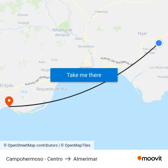 Campohermoso - Centro to Almerimar map