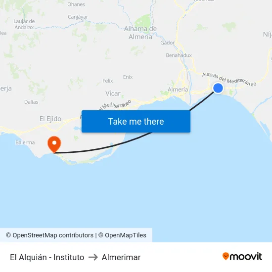 El Alquián - Instituto to Almerimar map