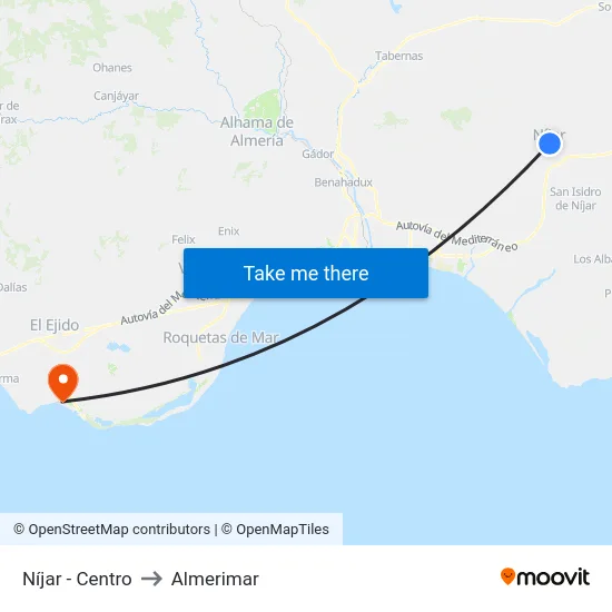 Níjar - Centro to Almerimar map