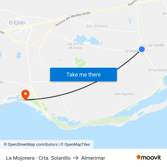 La Mojonera - Crta. Solanillo to Almerimar map