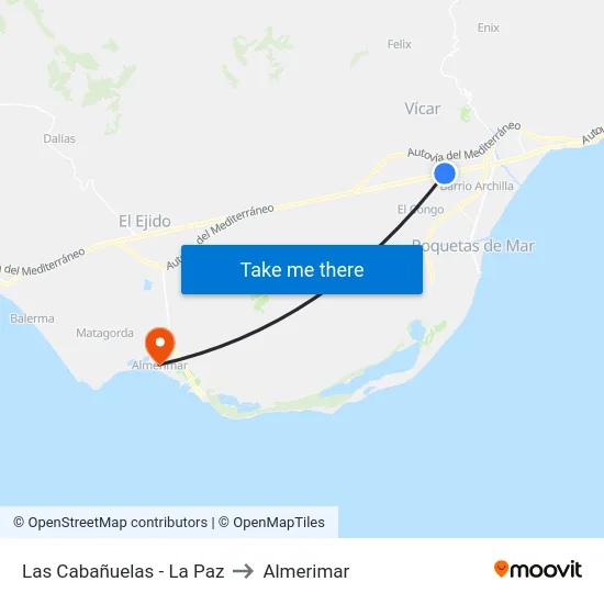 Las Cabañuelas - La Paz to Almerimar map