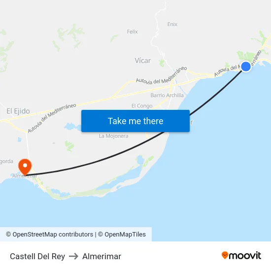Castell Del Rey to Almerimar map