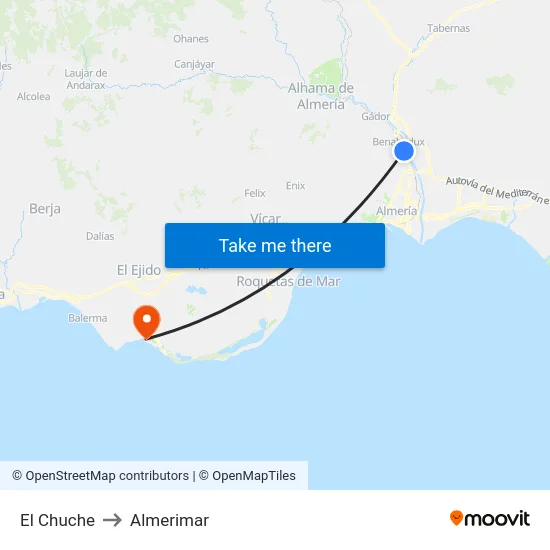 El Chuche to Almerimar map