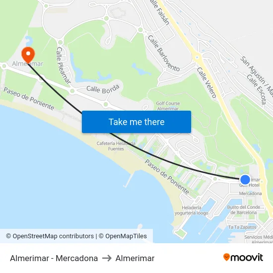 Almerimar - Mercadona to Almerimar map