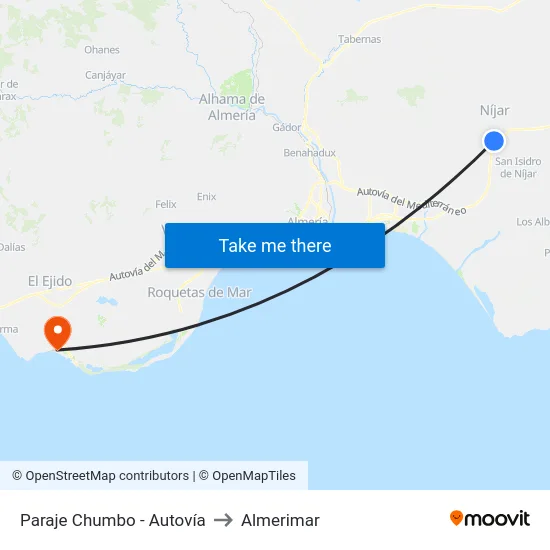 Paraje Chumbo - Autovía to Almerimar map