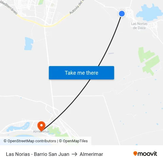 Las Norias - Barrio San Juan to Almerimar map