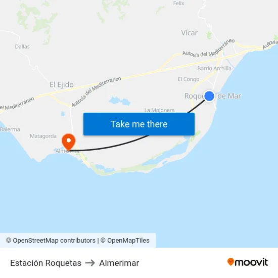 Estación Roquetas to Almerimar map