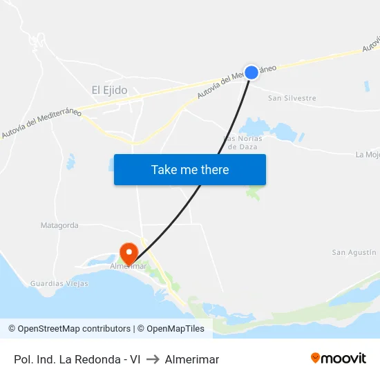 Pol. Ind. La Redonda - VI to Almerimar map