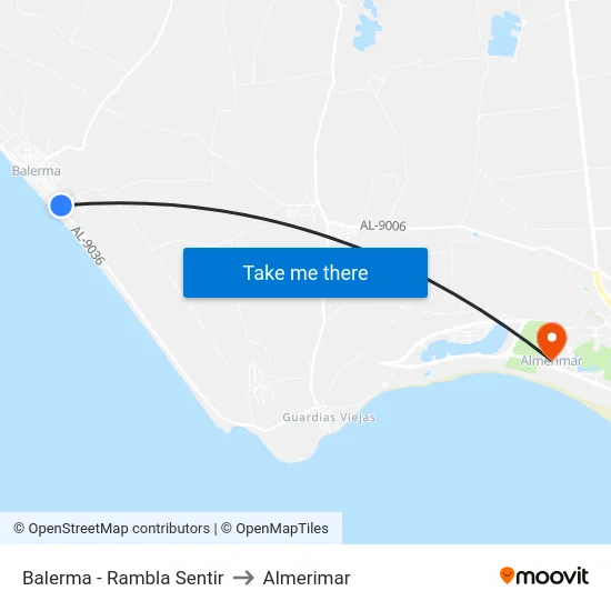 Balerma - Rambla Sentir to Almerimar map