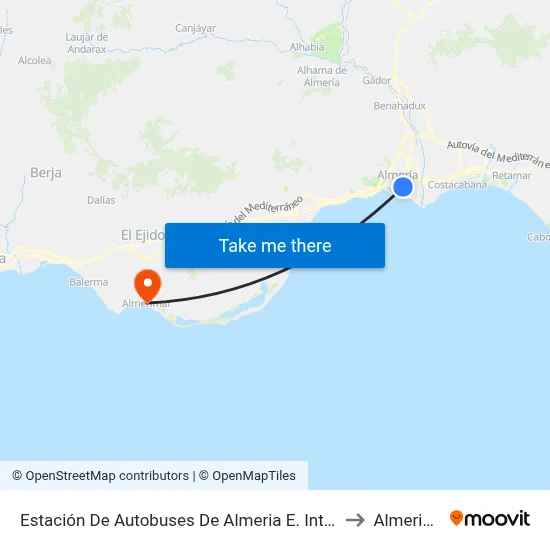 Estación De Autobuses De Almeria E. Intermodal to Almerimar map
