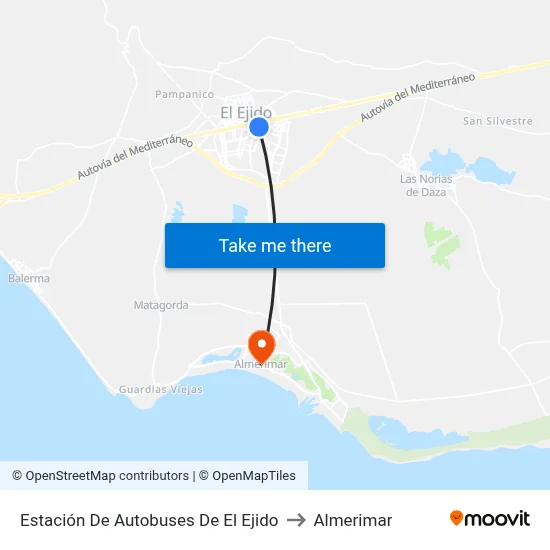 Estación De Autobuses De El Ejido to Almerimar map